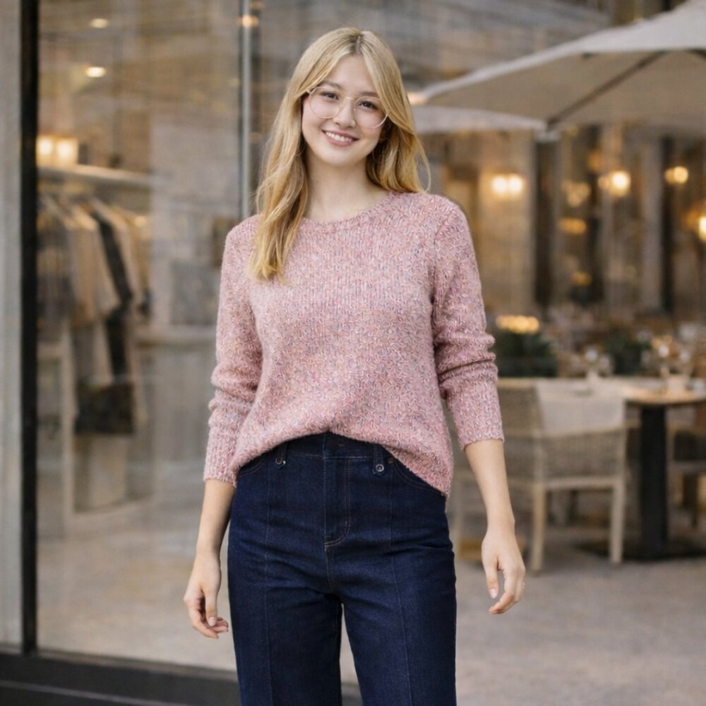 MAJE ROSE SHIMMER CROPPED SWEATER PULLOVER SZ 1 (XS-S)